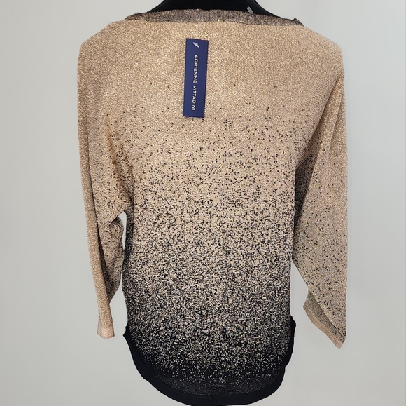 Adrienne Vittadini Three Quarter Sleeve Sweater With Cage Neck and Rhinestones - Picture 7 of 11